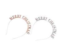 CIYODO 2pcs Christmas Letters Headband with Alloy Hairband for Women Party Decoration Silver Rose Gold