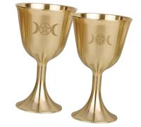 CIYODO 2pcs Copper Buddhism Offering Cups Multi-Function Decorative Home Accessory Bright Polished Aging-Resistant Holy Water Supply Cups for Temple and Household Use