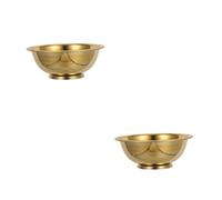 CIYODO 2pcs Copper Offering Bowl for Meditation and Rituals Brass Water Bowl with Elegant Sophisticated Design Tibetan Temple Plate for Yoga and Ceremony Decor