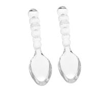 CIYODO 2PCS Creative Glass Bead Spoons Transparent Glass Teaspoons for Desserts Soups Tea Parties Family Gatherings Unique Elegant Design Easy to Clean and Refined Aesthetic