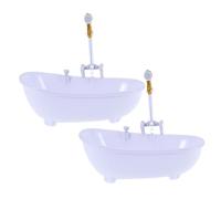 CIYODO 2pcs Doll Electric Bathtub and Sprayer Mini Bathing Pool for Dolls White Shower Bucket for Pretend Play Bath Time and Swimming Fun