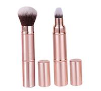 CIYODO 2pcs Dual-ended Retractable Makeup Brushes with Soft Bristles and Protective Caps Portable Beauty Tool for Foundation Blush Eyeshadow Application for Travel Work and Social Events