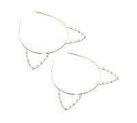 CIYODO 2pcs Elegant Pearl Cat Ears Headband for Women and Cute Hair Bands with Whimsical Animal Design Stylish Headwear for Halloween Cosplay Parties and Daily Wear