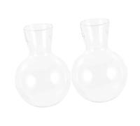 CIYODO 2pcs Glass Hydroponic Vase with Wooden Stand High Borosilicate Indoor Flowerpot for Tabletop Plant Decor Creative Terrarium Planter for Home Decoration