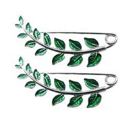 CIYODO 2pcs Green Leaf Pattern Brooch Scarf Brooch for Women Alloy Material Comfortable and Convenient to Wear for Employee Welfare and Business Occasions Fashionable and Beautifully