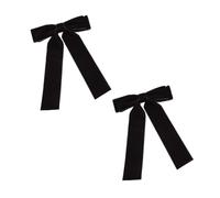 CIYODO 2Pcs Hair Bow Clips Velvet Bowknot Barrette Hair Accessories for Women and Long Ribbon French Clip for Party Office Daily Styling Elegant Black Hairpin