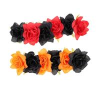 CIYODO 2pcs Halloween Floral Headbands Elastic Hair Accessories for Women Flower Girl Hair Hoops Party Decorations for Masquerade Day Dead