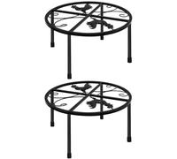 CIYODO 2pcs Heavy-duty Metal Chicken Waterer Stand with 4 Detachable Legs, Black round 29x18cm Chicken Feeder Holder for Coop Accessories and Livestock Watering Supplies