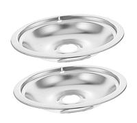 CIYODO 2pcs Iron Bbq Drip Pans, Universal Replacement Accessories for Grill and Stove, Easy to Install, Catch Drippings, Silver Drip Trays for Kitchen Use
