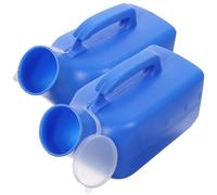 CIYODO 2Pcs Large Capacity Plastic Urinal Bottle for Elderly and 2000ml Blue Urinal Pot with Lid Portable Male and Female for Home and Night Use