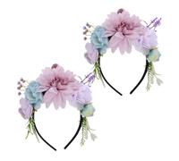 CIYODO 2pcs Lavender Floral Headbands for Women, Realistic Silk Cloth and Plastic Flower Crowns with High Realism, Wide Applicability for Party and Stage Performances