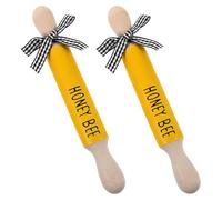 CIYODO 2Pcs Mini Wood Rolling Pins Set, Small Wooden Dough Rollers for Pasta Making and Cookie Baking, Farmhouse Kitchen Tray Decor for Holiday and Home Display