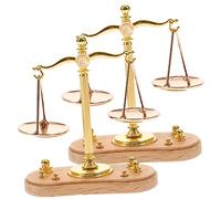 CIYODO 2Pcs Miniature Balance Scale Model Educational Metal for Realistic Micro Landscape Accessory DIY Decorative Dollhouse Ornament for Boys and Learning
