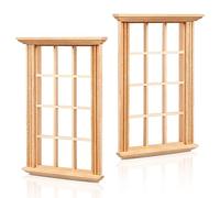 CIYODO 2pcs Miniature Doll House Window Frame Model Scale Simulated Twelve Lattice Design Props for Dollhouse Decoration and Photography