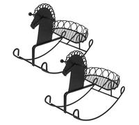 CIYODO 2pcs Miniature Metal Rocking Horse Figurines for Dollhouse Decor Portable Tiny Horses for Photography Props Educational Traditional Art Play Accessories