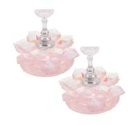 CIYODO 2pcs Nail Practice Stand Pink Cherry Blossom Iridescent Plastic Nail Display Holder for Salon and Home Use Manicure Training Rack