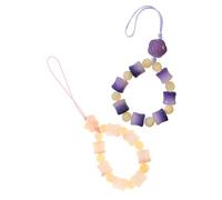 CIYODO 2pcs Natural Bodhi Root Phone Bracelet Straps Beaded Butterfly Flower Mobile Lanyard Keychain Pendant Lightweight Durable Drop Cellphone Chain for Indoor Outdoor Use