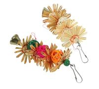 CIYODO 2pcs Parrot Hanging Natural Rattan Ball with Bell Bird Bite for Parrots for Chewing and Exploring Design for Cage Playtime Random Color