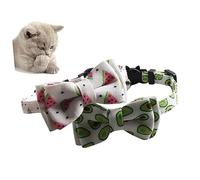 CIYODO 2pcs Pet Collar for Cats and Kittens Creative Bow with Bell Watermelon and Avocado Patterns Comfortable and Durable Neck Chain for Fashion Parties