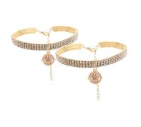 CIYODO 2pcs Pet Collars for Cats Dogs Sparkling Rhinestone Elastic Bell Necklace Fashionable Cat Dog Collar for Daily Wear