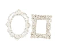 CIYODO 2pcs Photo Frame Picture Frame Desktop Wall Nail Embellishments Pearl Decor Whimsical Decor Desktop Decor Picture Frames for Mini Houses Premium Picture Frame Multi Art White Resin