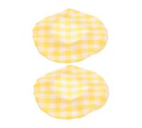 CIYODO 2pcs Plaid Cotton Cloth Sourdough Starter Lid Cover Elastic Reusable Fermentation Jar Cloth Covers for Bread Cheese Dough Bowls Dustproof Yellow Check Pattern