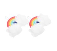CIYODO 2pcs Rainbow Bath Flowers Sponge Skin Scrubbers for Home Use Gentle Exfoliating Shower Sponges with Bubble-Forming Soft Texture Suitable for Adults