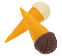 CIYODO 2pcs Realistic Plastic Ice Cream Cone Set 5.7inch Fake Cake Model for Pretend Play Kitchen Food Decor and Bakery Shop Display