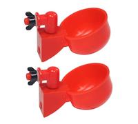 CIYODO 2pcs Red Automatic Poultry Water Container Plastic Chicken Drinking Bowl Convenient Water Dispenser for Quail Ducks and Birds Farming Supplies