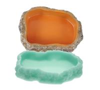 CIYODO 2pcs Reptile Feeding Dish Decorative Water and Food Bowls for Leopard Smooth Safe Resin Material for Lizards and Animals
