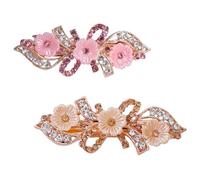CIYODO 2pcs Rhinestone Flower Bobby Pins Rose Shape Hair Clips for Women Assorted Pearl Pink and Colors Elegant Ponytail Holders for Weddings Parties Casual Hair Accessories