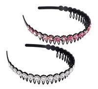 CIYODO 2pcs Rhinestone Teeth Comb Headbands for Women Non-slip Hair Hoop for Face Washing Makeup and Daily Hair Styling Elegant and Comfortable