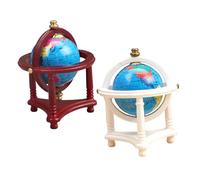 CIYODO 2pcs Scale Dollhouse Accessories for Study Decoration Educational Tiny Earth Globes in White Learning Model for Geography Awareness
