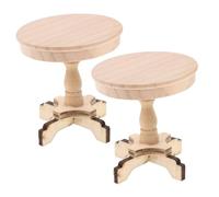 CIYODO 2pcs Scale Miniature Wooden Coffee Table Set Small Round Dollhouse Side Tables for Micro Landscape Decoration Educational and Artistic Craft Furniture Accessories
