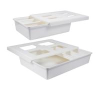 CIYODO 2pcs Self-adhesive Under Desk Drawer Organizer Box for Stationery Storage Invisible Pull-out Pen Holder with Large Medium Capacity Space-saving Storage Unit for Home Office