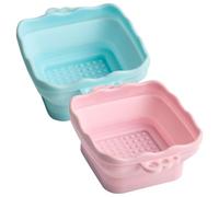 CIYODO 2pcs Silicone Washing Bowl Foldable Makeup Brush Cleaning Pad Cleaner Brush Rinsing Pad for Bathroom Use