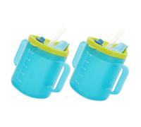 CIYODO 2pcs Sippy Cups with Straw Handle Drinking Cups for Boy Girl and Adults Measurement Marked Portable for Water Milk Soup Maternity and Disabled Use