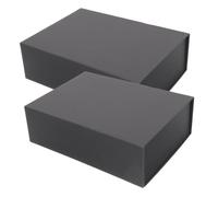 CIYODO 2pcs Small Black Magnetic Folding Cardboard Boxes with Lid Paper Packaging for Jewelry Wedding Birthday Valentine S Day Presents Reusable and