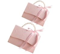 CIYODO 2pcs Small Flower Gift Boxes for Bouquets with Pearl Chain and Ribbon, Paper Material, Easy to Use and Safe to Hold, for Stores and Schools Packaging