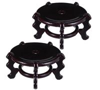 CIYODO 2pcs Solid Wood Pot Stand Round Plant Vase Base Floor-Standing Display Rack for Indoor Flower Pots and Buddha Statues, Wooden Pedestal Base for Feng Shui Home Decoration