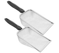 CIYODO 2Pcs Stainless Steel Beach Mesh Shovel Set Sand Filter for Seashell Collecting Outdoor Sand Sifting and Kids Beach Play