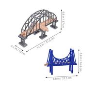 CIYODO 2pcs Train Bridge Track for DIY Railway Bridge Model for Imaginative Scene Building Educational Pretend Play Accessory to Develop Cognitive and Social Skills Gray Cross Blue Sea