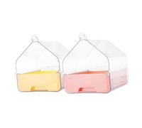 CIYODO 2Pcs Tub Transparent Hanging Shower Box with Drawer Design for Small Birds Birdcage Bath for Parakeets and Cockatiels Multipurpose Pet Bathing