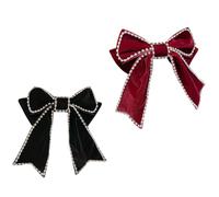 CIYODO 2Pcs Vintage Bowknot Hairpin with Diamond Accent Elegant Hair Clips for Women and Retro Style Hair Accessories for Weddings Parties Daily Wear Black and Wine