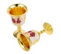 CIYODO 2pcs Vintage Embossed Wine Goblet Zinc Alloy Retro Small Creative Palace Style Drinking Cup for Party Celebration Home Decor Elegant Artistic Pattern