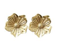 CIYODO 2pcs Vintage Gold Brass Door Knobs Single Hole Flower Shaped Cabinet Pulls for Kitchen Bathroom Drawer Dresser Cupboard with Smooth Surface and Easy Installation