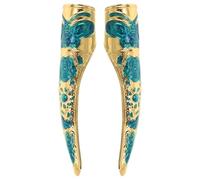 CIYODO 2pcs Vintage Golden Iron Finger Tip Covers for Halloween Party and Themed Parties, Comfortable Fit Finger Claw Rings for Manicure Jewelry and Ancient Queen Costume Styling