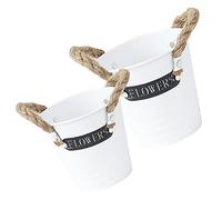 CIYODO 2pcs Vintage Iron Art Flower Buckets with Retro Design Durable Metal Planters for Indoor Outdoor Garden Balcony Decor Resistant Flower Holders for Home and Office Use