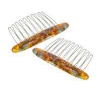 CIYODO 2pcs Vintage Marble Pattern Hair Side Combs Durable Iron Teeth French Twist Clips for Elegant Updos and Buns Comfortable Scalp Friendly Decorative Hair Accessories for Weddings and