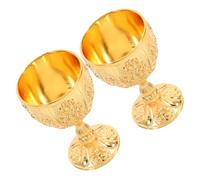 CIYODO 2pcs Vintage Medieval Wine Goblets Sturdy Shatter Resistant Embossed Flower Decorative Chalice Mugs for Ceremonial Use Viking Props Elegant Royal Drinking Cups